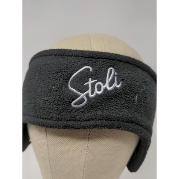 Stoli Vodka Ear Muffs Ear Warmers Black Embroidered Spell Out - Picture 3 of 9